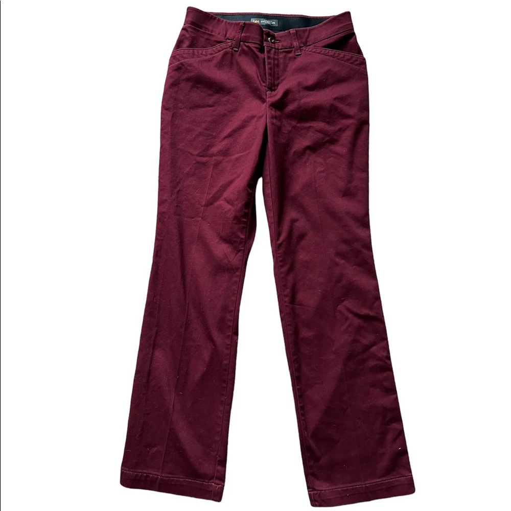 Lee Maroon Red Straight Fit Mid Rise Pants in Size 4 Short